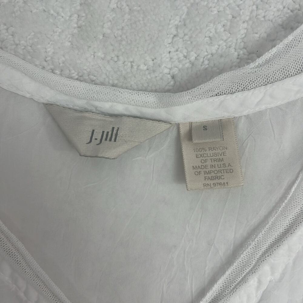 J.Jill gossamer cottage core white rayon v-neck long sleeve peasant blouse S - Picture 10 of 11